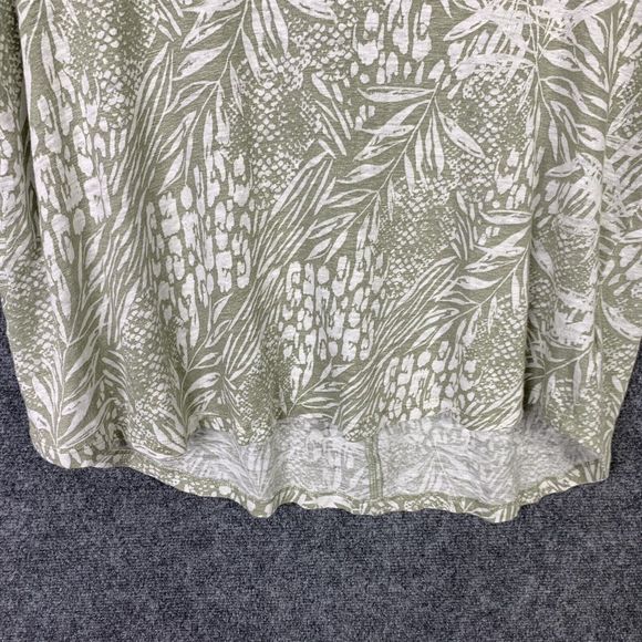 Christian Siriano 100% Linen Leaf Print Top Short Sleeve Sz 1X Asymmetrical Hem - Picture 4 of 9